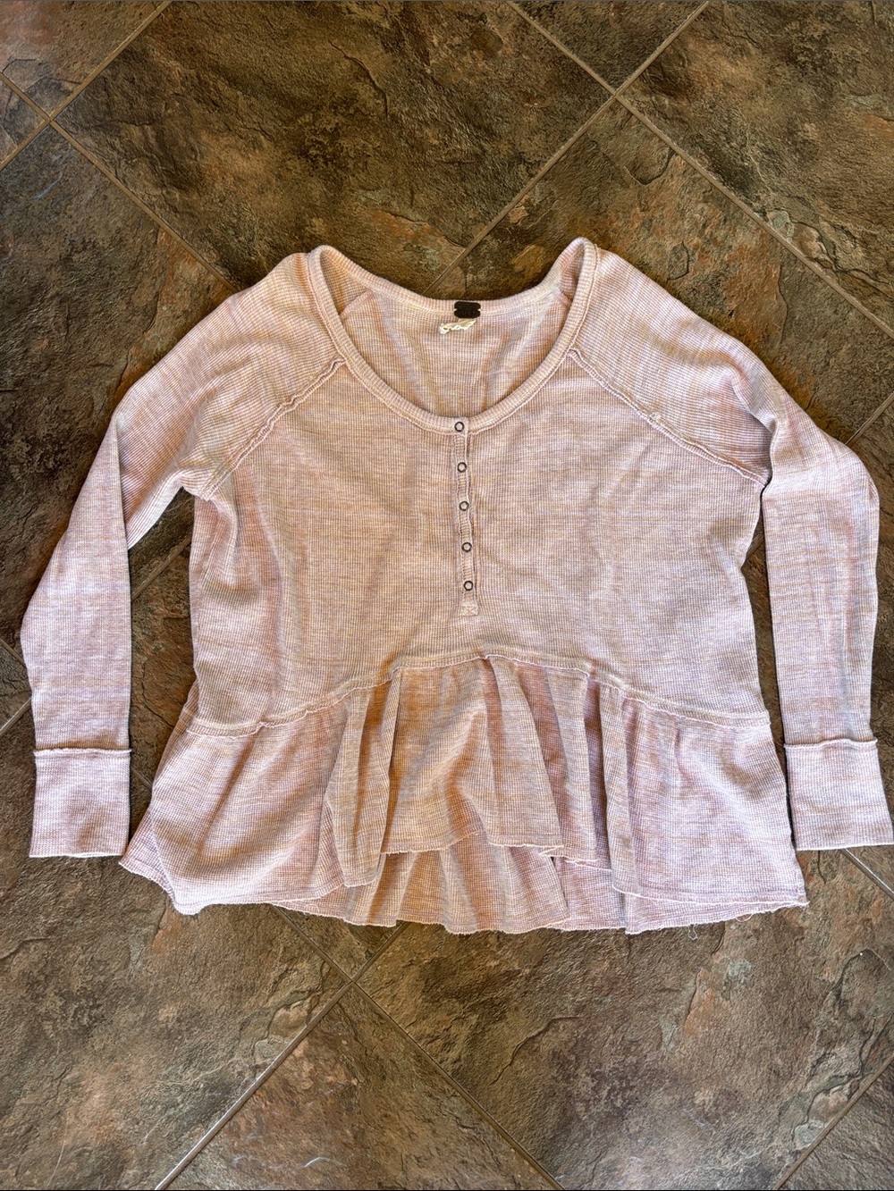 We The Free- Coastline Thermal Henley Peplum Top
